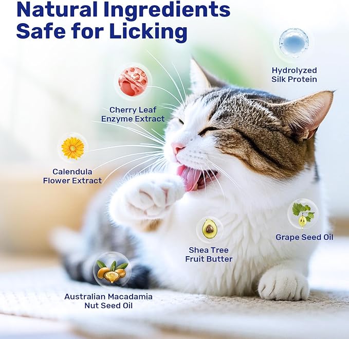 Waterless Cat Shampoo - No Rinse Foam Cat Bath | Licking Safe Dry Shampoo for Dander Reducing | pH Balanced (7 oz) for Kitten Sensitive Skin | Deep Cleansing Relieves Itchy Skin & Shedding