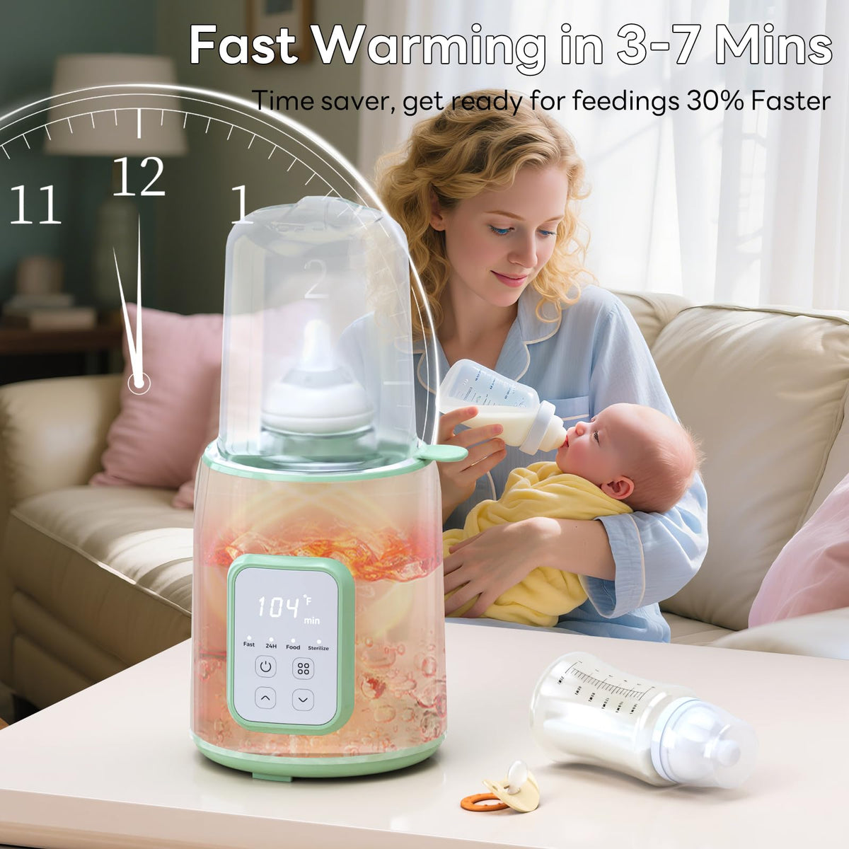Bottle Warmer, 8-in-1 Fast Baby Bottle Warmer, Grey | for Breastmilk and Formula, Accurate Temperature Control, Automatic Shut-Off, Multifunctional for All Bottles