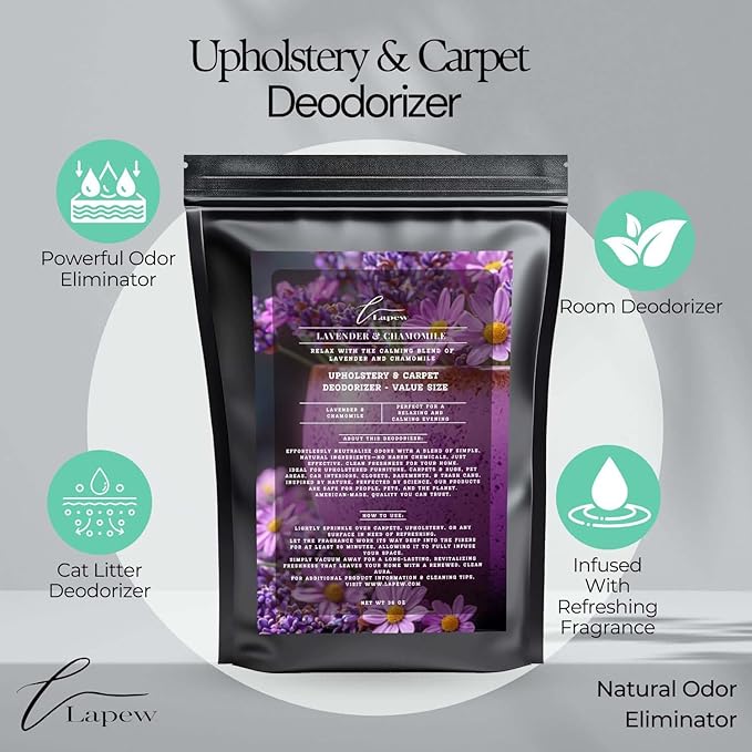 Lavender Chamomile Carpet Freshener Powder Refill 36 oz | Powerful Odor Eliminator for Home | Upholstery Deodorizer | Carpet Deodorizer | Pet Urine | Cat Litter Box