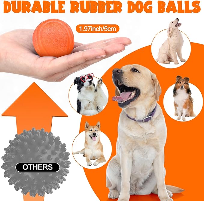 Jenaai 20 Pcs Indestructible Dog Toy Balls for Aggressive Chewers Chew Resistant Solid Rubber Bouncy Ball for Teeth Cleaning, 2in/5cm Diameter(Orange)