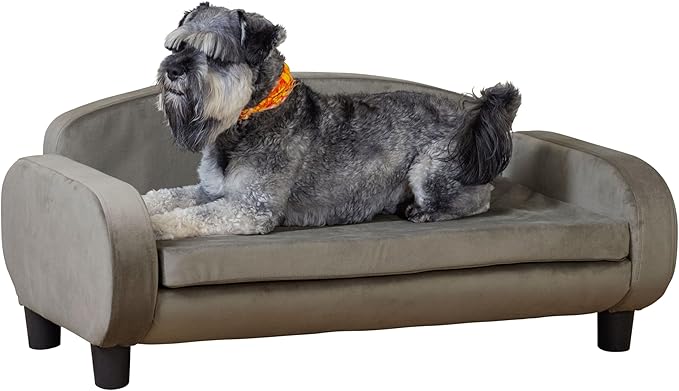 Paws & Purrs Multi-Cat Sofa Elevated Pet Bed for Indoor Cats Raised Cats Couch with Removable Washable Mattress Cover for Kittens, Dogs - 35.5" Wide, Ash