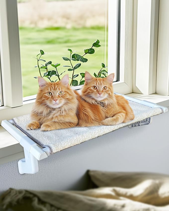 Heavy-Duty Window Sill Perch – All-Metal Frame Supports up to 120 lbs – Durable, Easy-to-Assemble Cat Hammock for Large and Multiple Cats (XL 1PC)