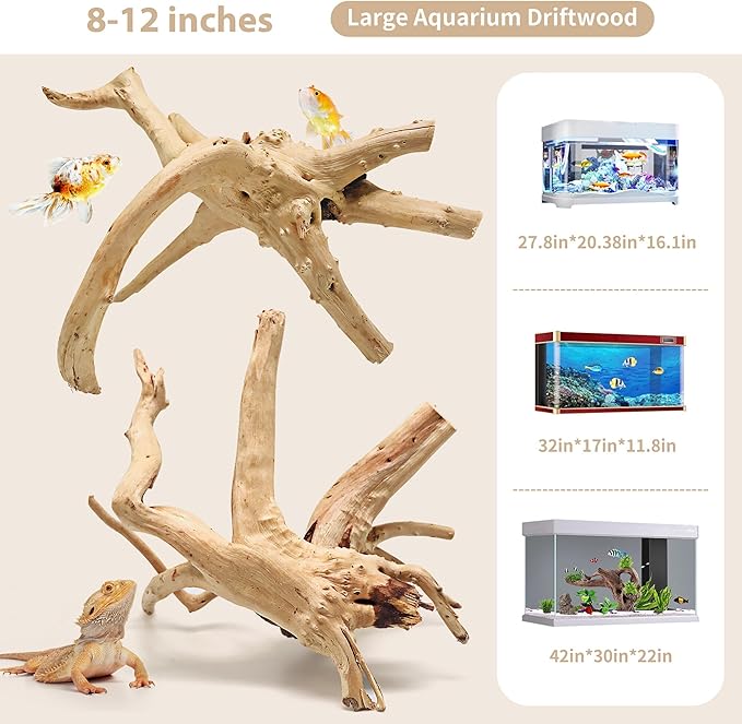 WDEFUN Natural Spiderwood for Aquarium Decor 2-Piece 11''-14'' Long Natural Driftwood Branches for Fish Tank Decorations