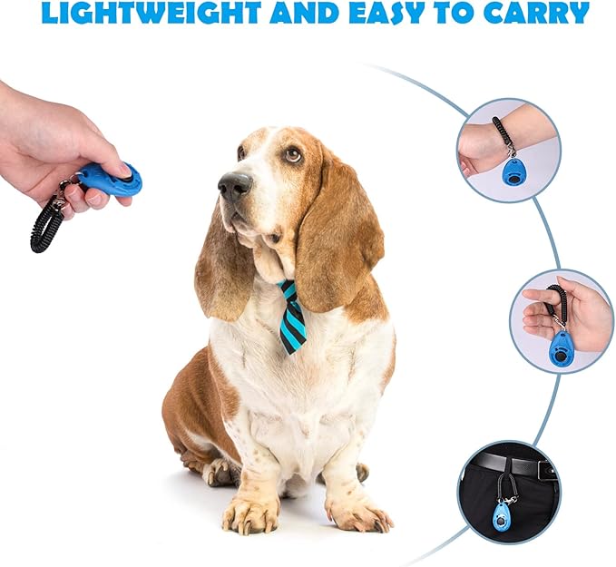 Dog Training Clicker with Wrist Strap - OYEFLY Durable Lightweight Easy to Use, Pet Training Clicker for Cats Puppy Birds Horses. Perfect for Behavioral Training 2-Pack (Red and Blue)