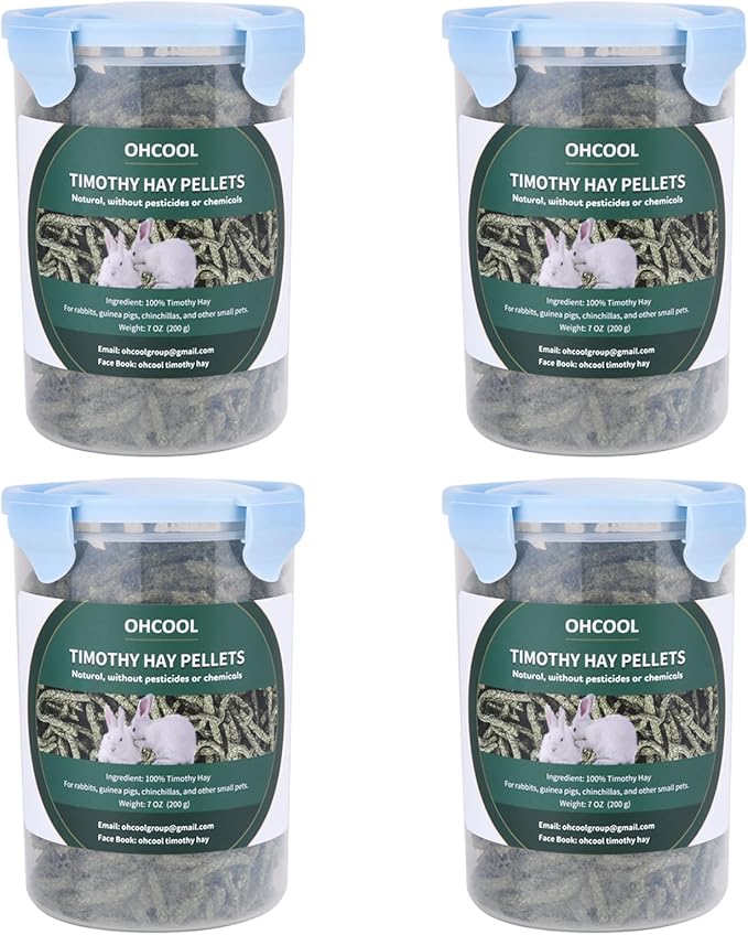 Timothy Hay Pellets 28oz (4 * 7 oz) - 100% Timothy Premium Nutrition Pellet for Tortoise, Rabbits 28 oz