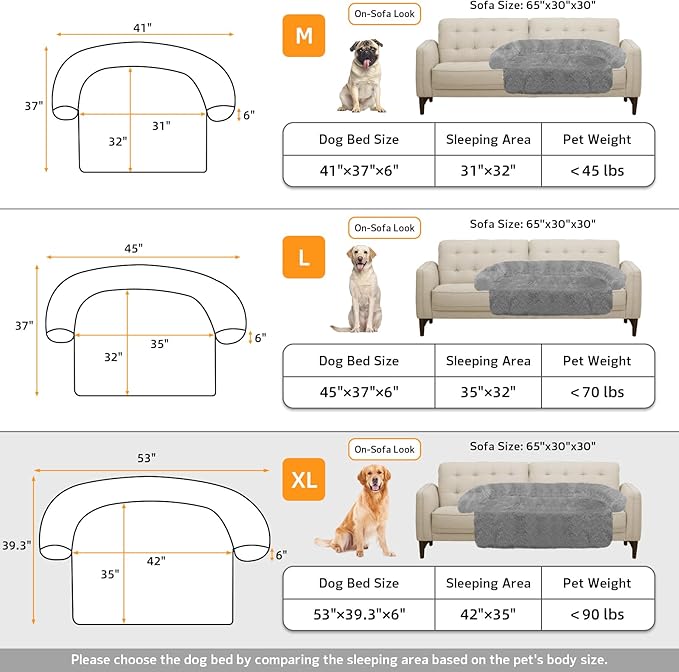 GGIB Calming Dog Bed Fluffy Plush Dog Mat for Furniture Protector with Removable Washable Cover for Large Medium Small Dogs and Cats (Extra Large (53x39.3x6), Grey)
