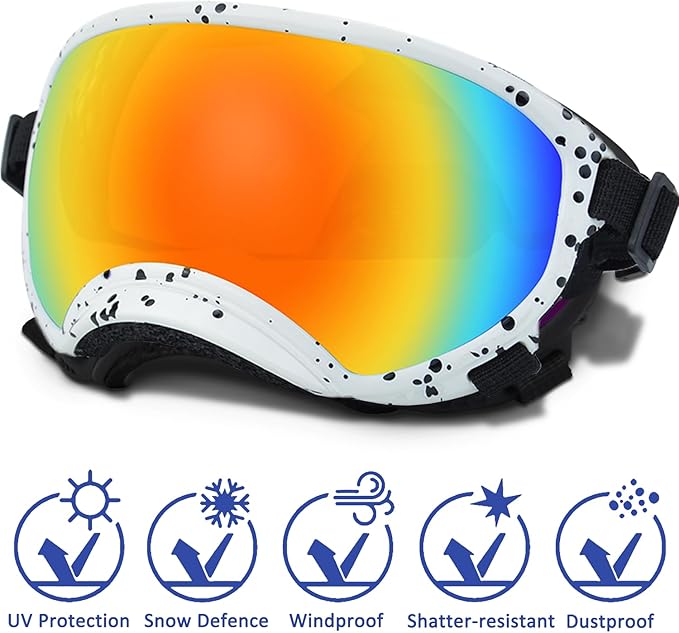 Winproof Large Dog Sunglasses with Adjustable Strap, UV Protection, Soft Goggles for Medium-Large Dogs