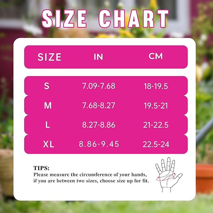 HANDLANDY Ladies Leather Gardening Gloves, Thorn Proof Women Rose Pruning Garden Yard Glove, Heavy Duty Long Sleeve Gloves (Small, Rosy)