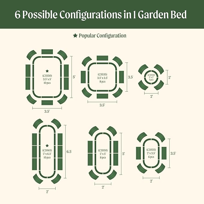 Vego garden Aluzinc Raised Garden Bed Kits, 17" Tall 6 in 1 Modular Metal Raised Planter Bed for Vegetables Flowers Patio Ground Planter Box-Modern Gray
