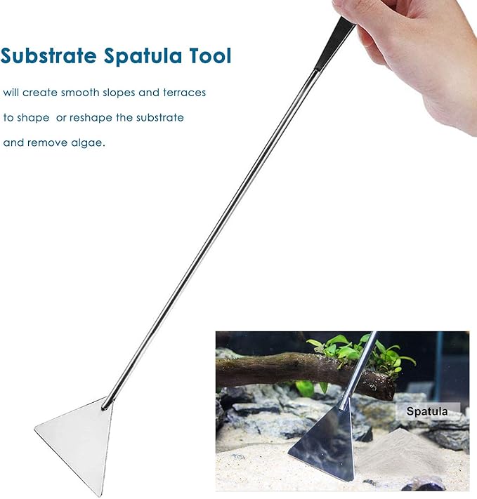 Capetsma Aquascape Tools, Long Stainless Steel Aquarium Plant Tools Aquarium Tweezers Scissors Spatula Tool Set Bonsai Kit Algae Scrapers Aquarium Cleaning Kit for Fish Tank Starter kit