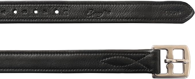 Exion FlexiStrong Stirrup Leathers for English Saddles – 1" Premium Calfskin with Nylon Core – Numbered Holes, Stainless Steel Buckles – Black/Brown – Horse Riding Gear (48"/120cm to 62"/155cm)