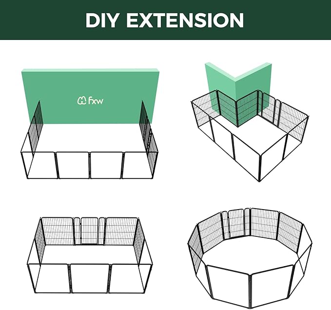 FXW Homeplus Unleashed Indoor Dog Playpen - Stress-Free and Safe Play, Heavy Duty 32 Inch 5 Acrylic Panels + 5 Wire Panels Dog Pen for Small and Medium Dogs, Black│Patented
