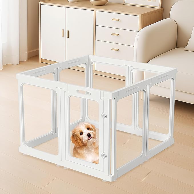 Clear Dog Play Pen, Acrylic Dog PlayPen for Puppy Cat Rabbit, Easy Assemble Pen, Preferable Small Cage, 23.6" H, 8Pcs