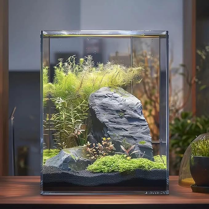5 Gallon Glass Fish Tank, Easy to Maintain Small Aquarium for Betta/Snails/Shrimp and Aquatic Planting.