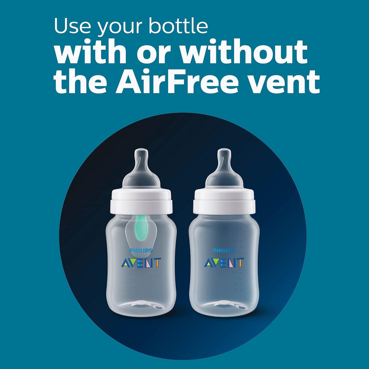 Philips Avent Anti-Colic Baby Bottle with AirFree Vent, Medium Flow 2 Nipple, 1m+, 9oz, 4 Pack, Pink, SCY703/14