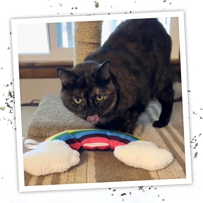 Meowijuana Kicker Toy for Cats | Get Kickin' Rainbow | Refillable Kicker Catnip Toy | Promotes Play and Cat Health | Includes Potent Hand Harvested Catnip Grown in North America