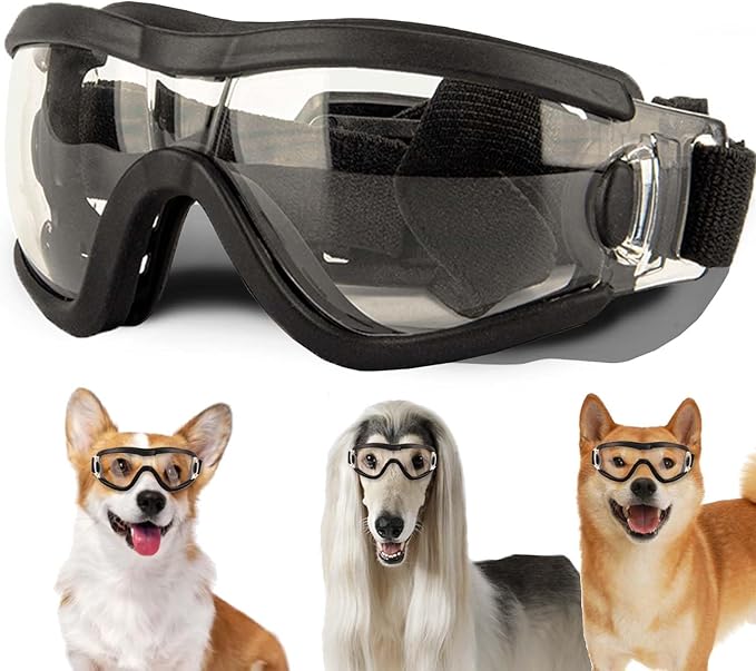 Medium Dog Sunglasses with Adjustable Strap UV Protection, Winproof Puppy Sunglasses, Suitable for Dogs Eyes Protection，Soft Dog Goggles