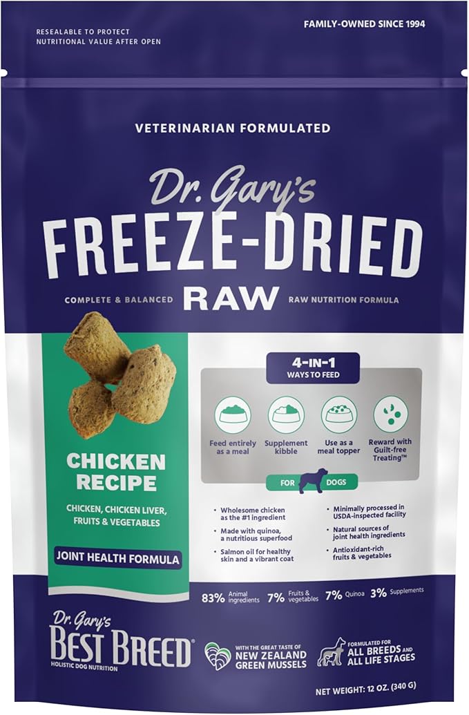 Best Breed Dr. Gary's Freeze-Dried Raw Food, Topper and Treat: Chicken Recipe - 12 oz.
