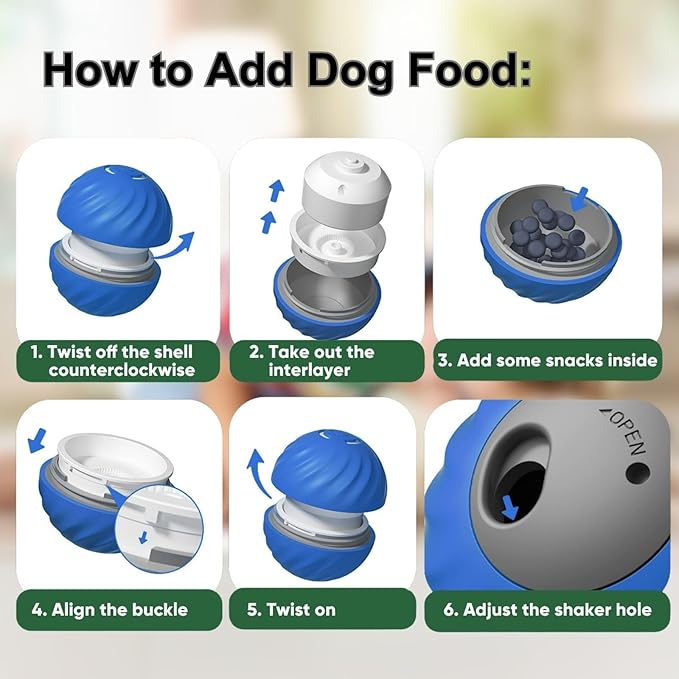 Zoomie Buddy 2.0, Zoomie Buddy for Dogs, 2 in 1 Smart Touch Interactive Dog Balls ＆ Pet Feeder, 2.83" Diameter, Suitable for Small/Medium Dogs, with Fruit Plush Cover (Blue, Only)