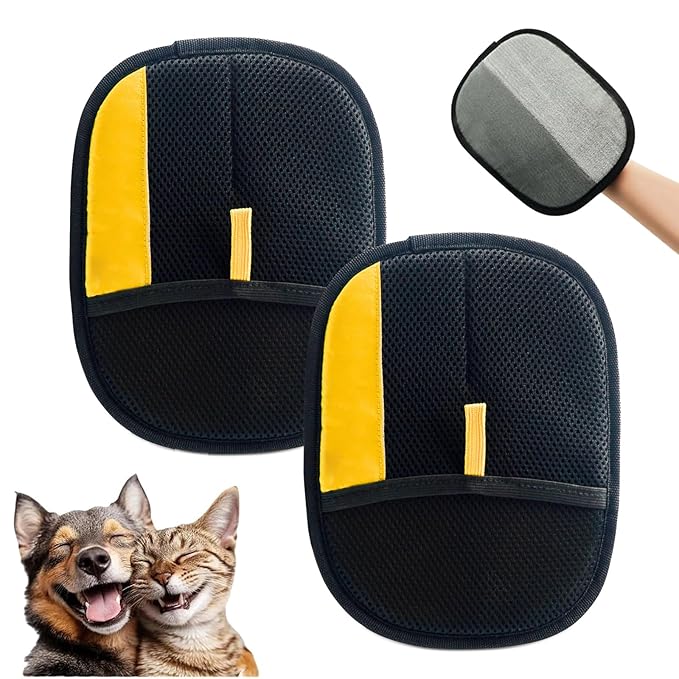 Pet Hair Removal Glove, Electrostatic Pet Hair Remover Gloves for Dogs Cats, Reusable Washable Remover for Bed Sheets Couch Clothes Carpet Car Seat (2PCS)