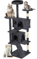FDW Cat Tree Tower 62in Multi-Level Durable Cat Scratching Post & Cozy Fun Jumping Platform Space Saving Condo Pet Play House for Indoor Cats,Dark Gray