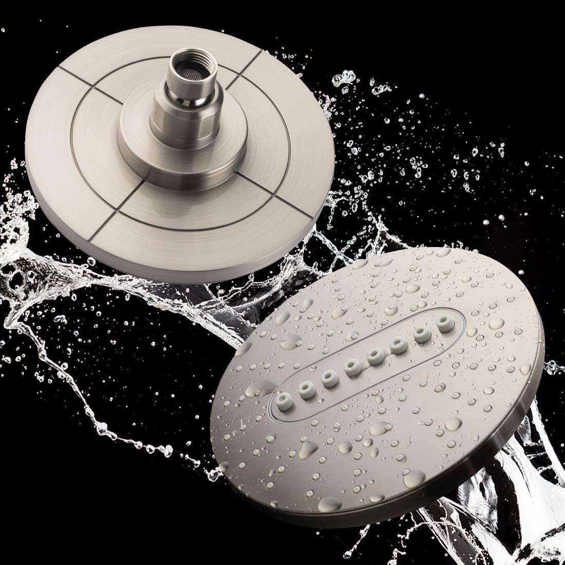 6.3" 2-Spray Rainfall Shower Head with Adjustable Angles