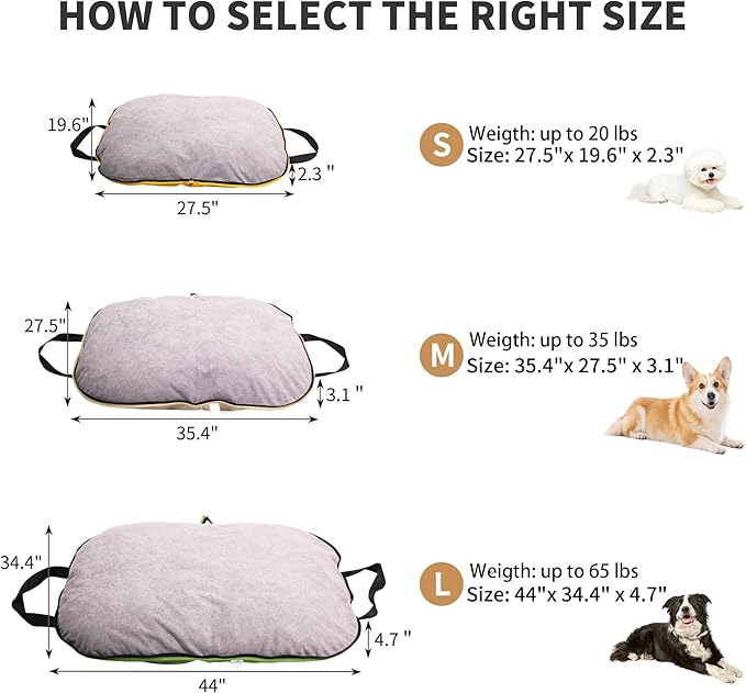 Portable Waterproof Dog Mat for Camping, Patio & Travel - Foldable Outdoor Dog Bed with Teflon Shell & Removable Plush Pad - Easy Clean, Durable - S (Khaki)