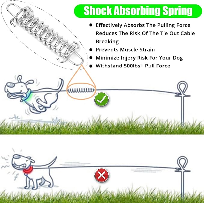Jenico 150 FT Dog Runner Cable with Swivel Hook, Outdoor and Camping Dog Leash Run Tether, Rust-Proof Training Line for Small to Medium Pets Up to 500 LBS