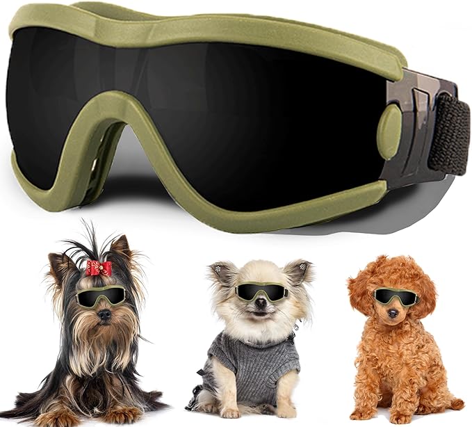 Small Dog Sunglasses with Adjustable Strap UV Protection, Winproof Puppy Sunglasses, Suitable for Dogs Eyes Protection，Soft Dog Goggles