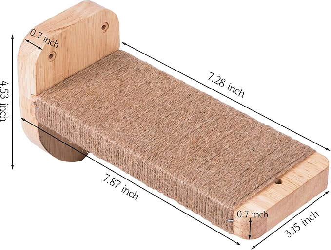 3pcs Cat Wall Steps, Climbing Mounted Furniture, Shelves With Hemp Rope Covered, Solid Wood Ladder for Playing and Climbing (Large-Wood)