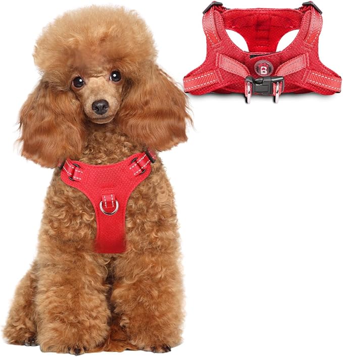 Dog Harness Step in Dog Vest Harness, Reflective Adjustable Puppy No Pull Harness Breathable Soft for Small and Medium Dogs Cats, Red, XS