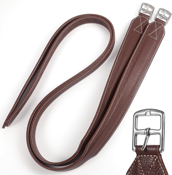 Jeereal Stability Stirrup Leathers with Strong Nylon Core for Equestrian Riding Wide Body English Stirrup Leathers