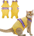 Cat Recovery Suit,Kitten Onesie After Surgery,E-Collar Alternative for Abdominal Wound and Skin Diseases,Soft Breathable Bodysuit After Spay（Yellow-m）