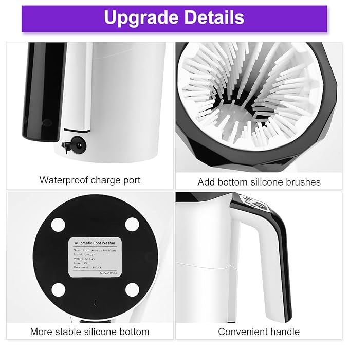 MYPIN Rechargeable Automatic Dog Paw Cleaner, Black - Portable Pet Paw Washer Cup with Soft Silicone Brush, 7.4V High Power, Suitable for Big Dog and Cat Grooming