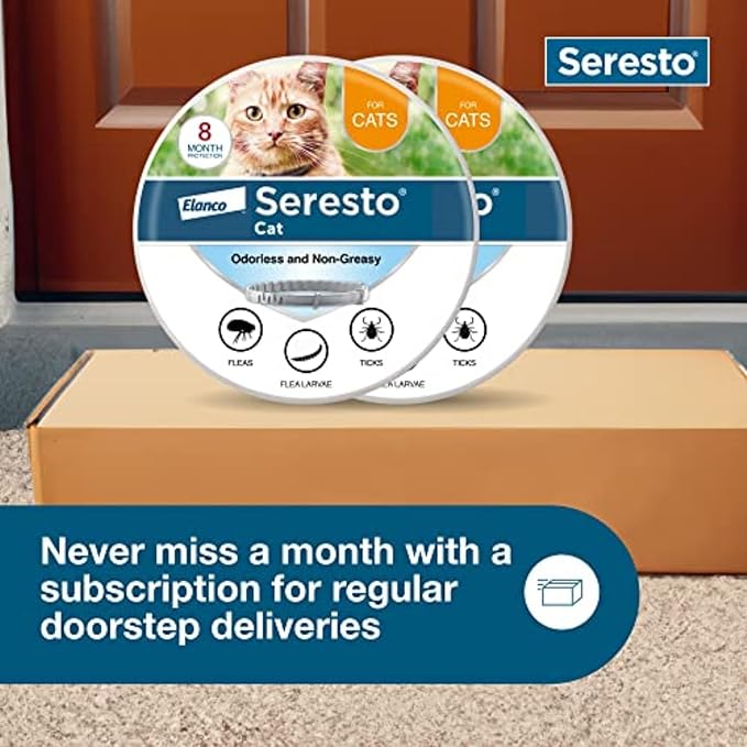 Seresto Cat Vet-Recommended Flea & Tick Treatment & Prevention Collar for Cats, 8 Months Protection | (Pack of 2)