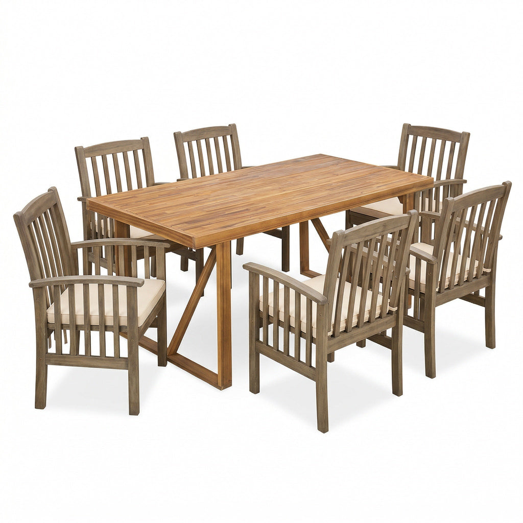 7 Pieces Acacia Wood Outdoor Dining Set