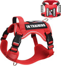 WINSEE Service Dog in Training Harness with 5 PCS Patches, Reflective Tactical Dog Vest Harness, Adjustable Soft Oxford Pet Harness with Easy Control Handle, Hook & Loop Panels for Walking Hiking