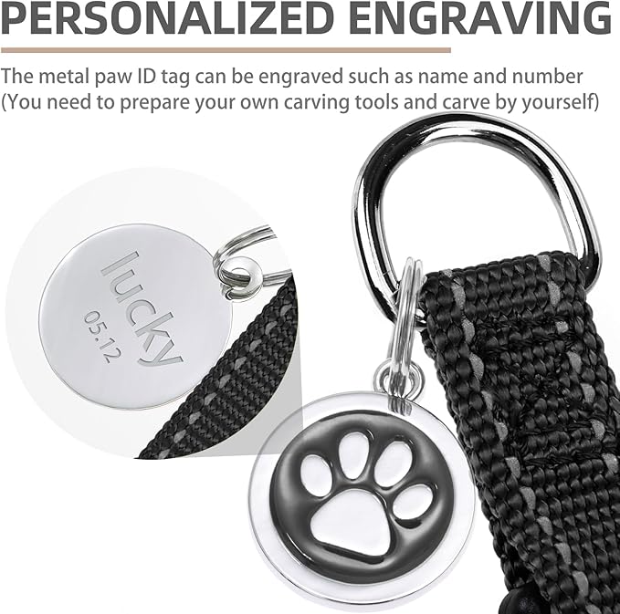 PUPTECK No Pull Dog Harness Soft Adjustable Basic Nylon Step in Puppy Vest Outdoor Walking with ID Tag, Reflecive Black, S