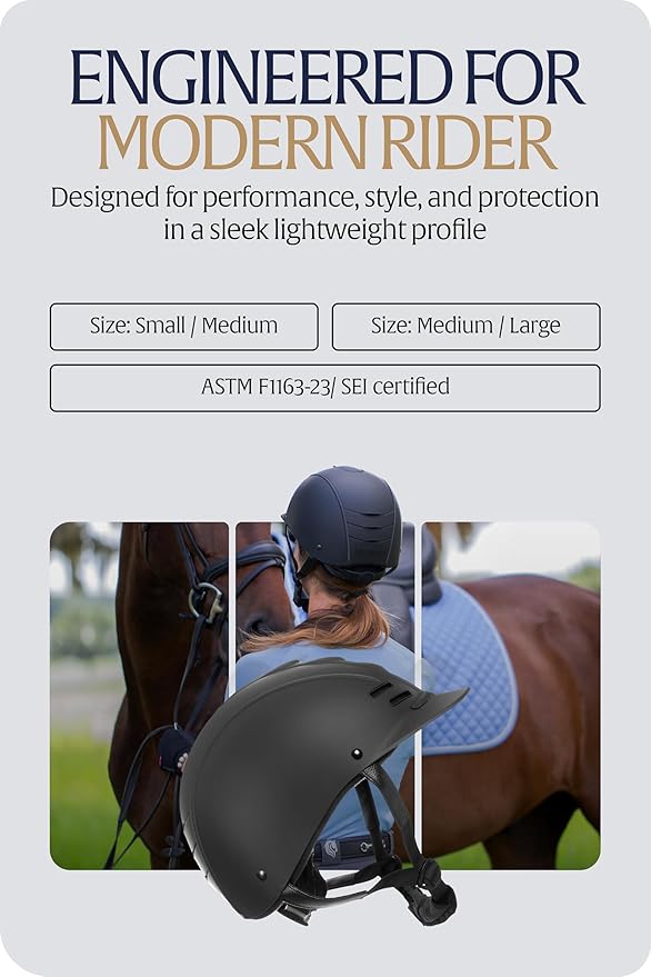 Equinavia Gardian Riding Helmet - Lightweight, Low-Profile Design with Airflow Vents, Easy-Adjust Dial, Removable Coolmax® Liner, ASTM F1163-23/SEI Certified