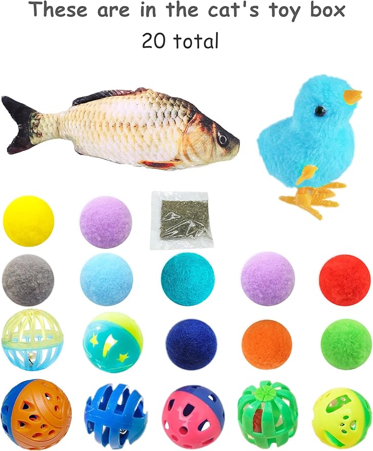 19-Piece Cat Toy Variety Pack for Kittens and Indoor Cats (1.5'' - 8.3'', Cat Toys Pro Collection)