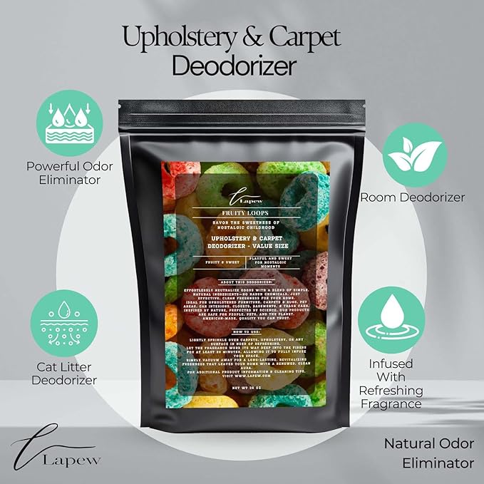 Fruity Loops Carpet Freshener Powder Refill 36 oz | Powerful Odor Eliminator for Home | Upholstery Deodorizer | Carpet Deodorizer | Pet Urine | Cat Litter Box