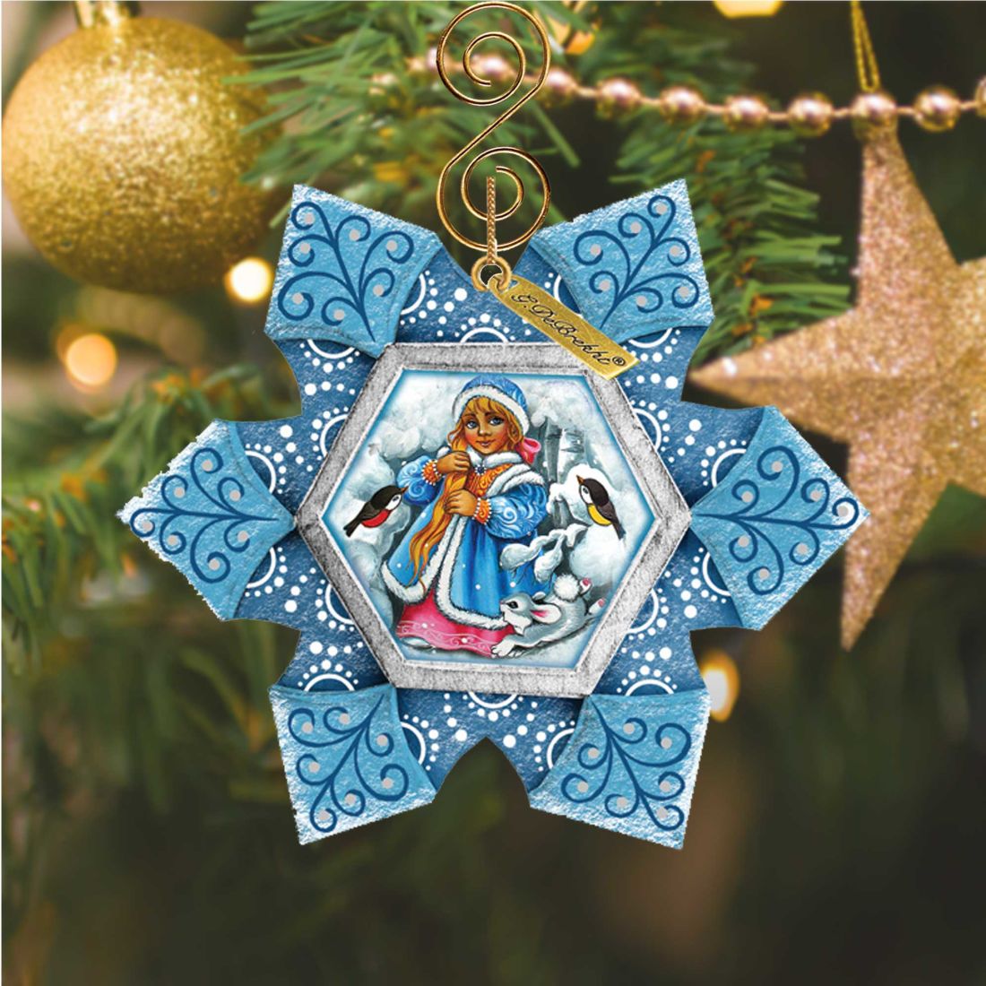 Snow Maiden Sculpted Hand-Painted Christmas Ornament by G. DeBrekht - Christmas Decor - 6102172