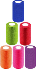 6 Pack 4" x 5 Yards Self Adhesive Bandage Wrap Breathable Cohesive Vet Wrap for Pets, Elastic Self-Adherent Tape for Sports, Wrist, Ankle (Mixed Colors)