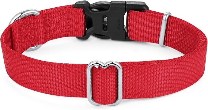 Mikivery Nylon Dog Collar with Quick Release Buckle Soft Adjustable Sturdy for Small Medium Large Dogs Red,L