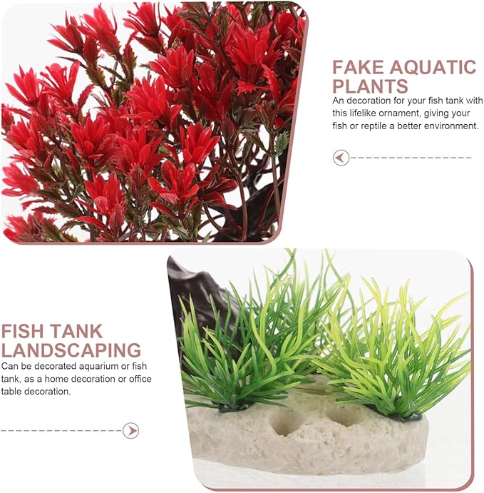 BESTOYARD Fish Tank Decor Artificial Plastic Bonsai Tree, Red Aquarium Ornament for Fish Tanks, 11.81 X 9.05 X 3.93 Inches