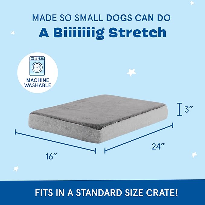 Barkbox Orthopedic Dog Bed with Memory Foam, Premium Comfort for Dogs and Puppies, Dog Bed for Joint Relief and Restful Sleep, Durable and Easy to Clean - Grey, Small