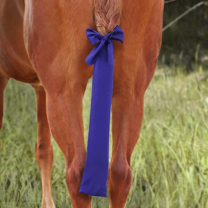 Harrison Howard Stretchy Tail Guard - Breathable Horse Tail Protection, Slip On Design, 2 Strand Closure Straps, 22" L Length - Navy