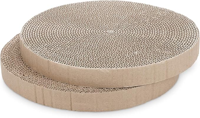 Pet Supplies Scratch and Spin Cat Scratcher Replacement Pads for Active Play, Natural Recycled Corrugated Cardboard, Supports Pet Behaviors, Relieves Stress - 2 Count (Replace Cardboard 2PCS)