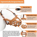 BARKLESS Dog Muzzle, Basket Muzzle for Biting, Chewing and Scavenging, Humane Cage Mouth Cover, Perfect for Grooming and Training Large Aggressive Reactive Dogs (L, Brown)