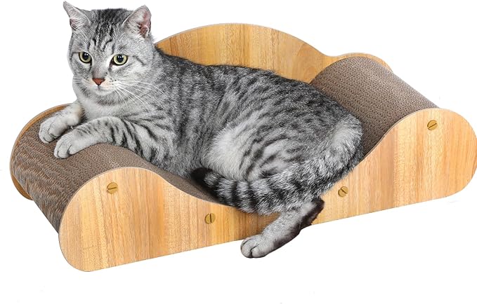 Cat Scratcher Cardboard, Scratching Pad House Bed Furniture Protector, Infinity Shape, Curved (Wood, Round Sofa)